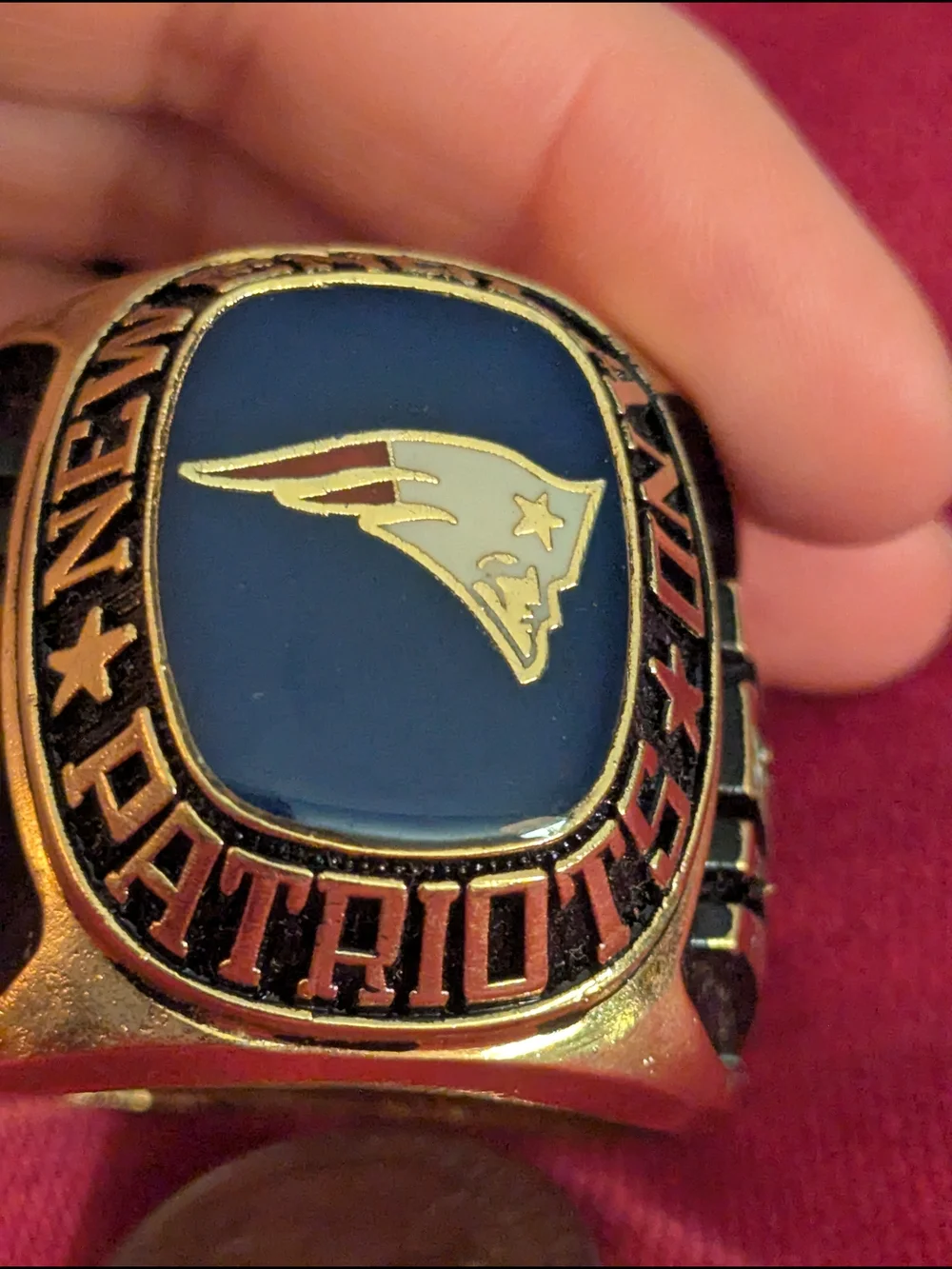 New England Football Logo Men's Statement Paperweight Ring - Blue/Gold